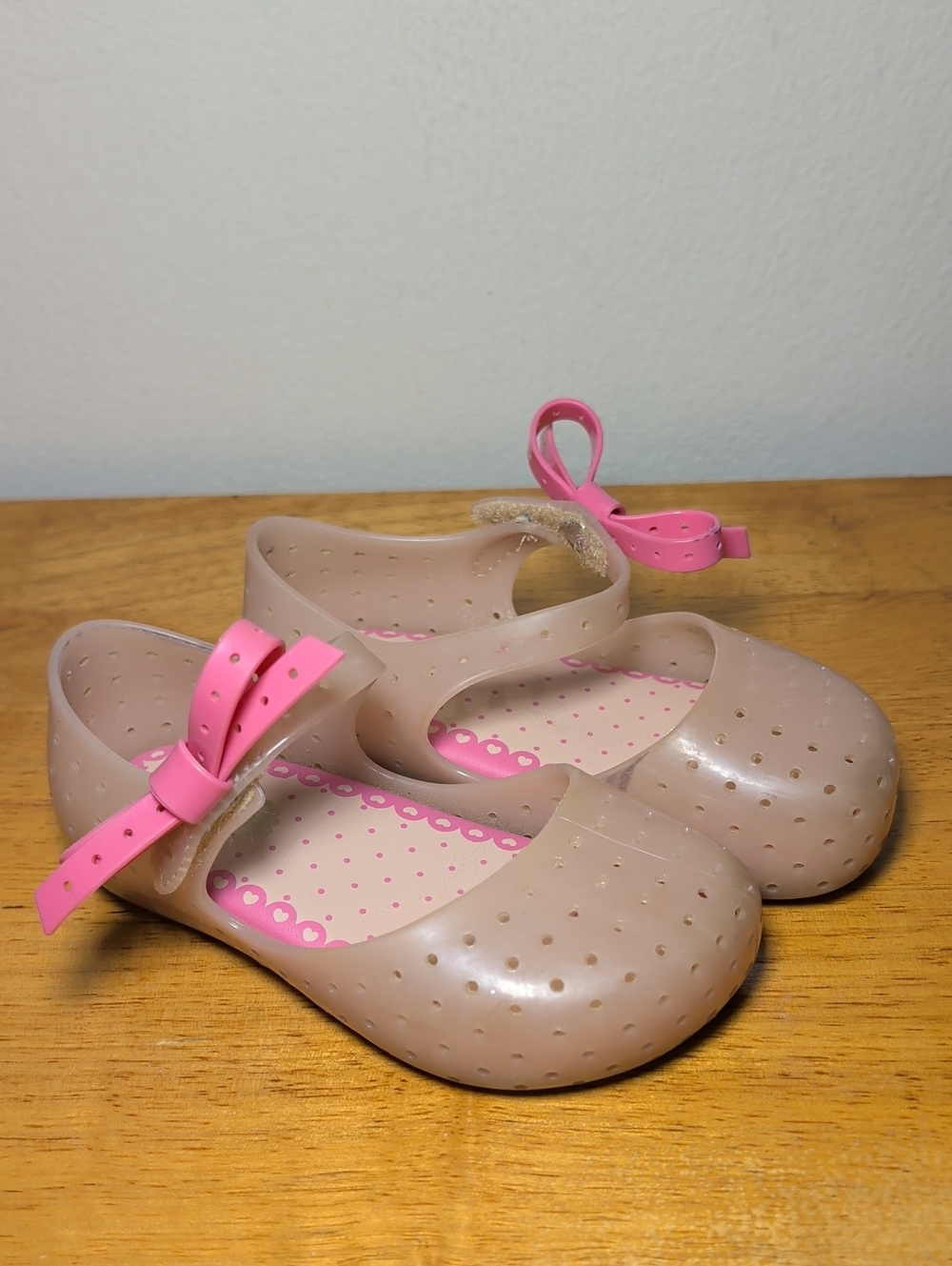 Mini Melissa Furadinha Mary Jane Shoes Pink Perforated Bow Toddler Girl Size 8